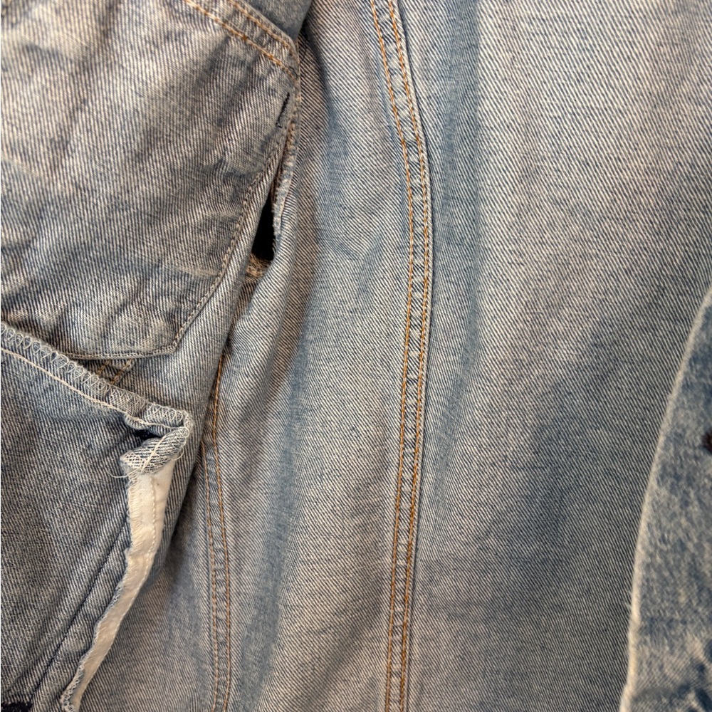 Levi's Denim Cropped Jacket with Pink Painted Stars Size 42 - Picture 9 of 15